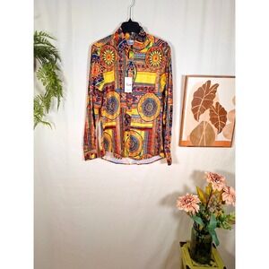 Euow Men's African Button-Up Long-Sleeved Multi-Color Shirt Small New
